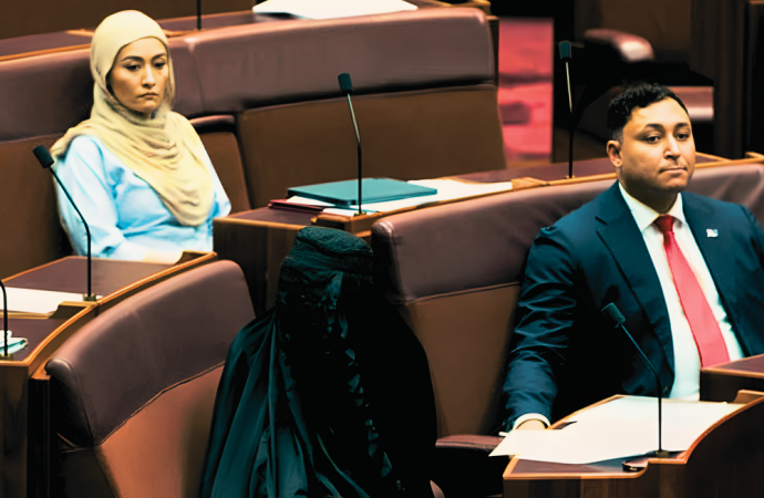 Far-Right Australian Senator Pauline Hanson Condemned for Wearing Burqa in Parliament as Anti-Ban Protest.