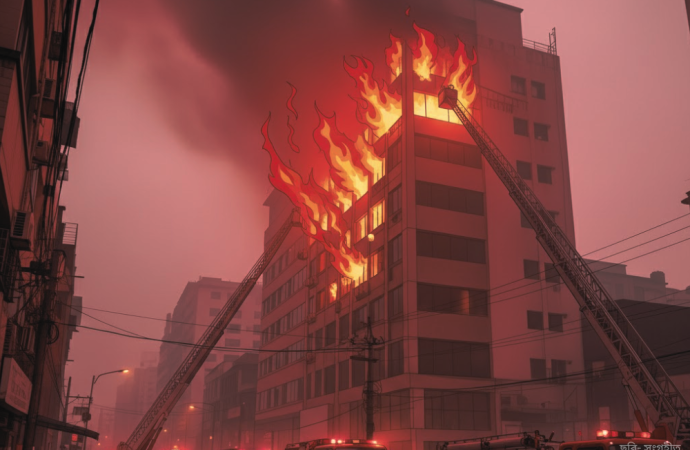 রাজধানীর বিজয়নগরে একটি বহুতল ভবনে অগ্নিকাণ্ড