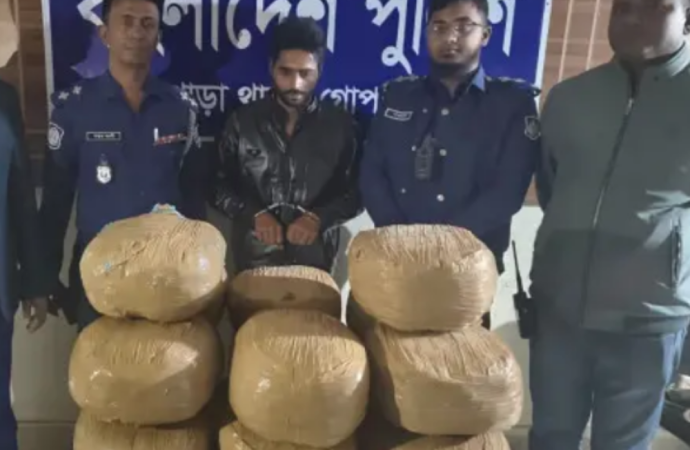 গোপালগঞ্জে যৌথ বাহিনীর সাঁড়াশি অভিযান: ৩৫ কেজি গাঁজাসহ মাদক কারবারি আটক