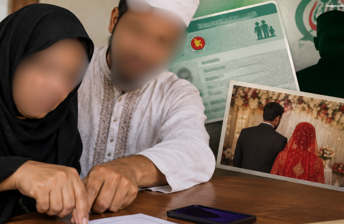 ফ্যামিলি কার্ড পাইয়ে দেওয়ার প্রলোভন দেখিয়ে এক বিধবা নারীর জাতীয় পরিচয়পত্র ও টিপসই নিয়ে ভুয়া কাবিননামা তৈরির চাঞ্চল্যকর অভিযোগ উঠেছে।